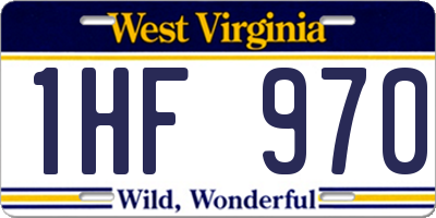 WV license plate 1HF970