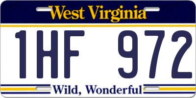 WV license plate 1HF972