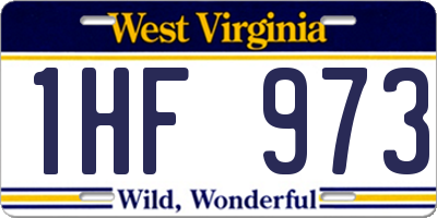 WV license plate 1HF973