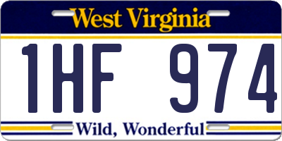 WV license plate 1HF974