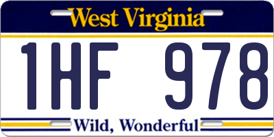 WV license plate 1HF978