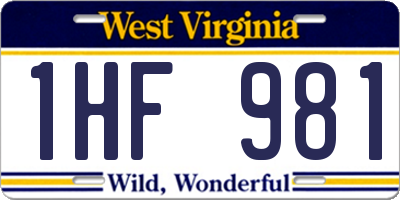 WV license plate 1HF981