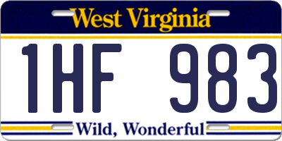 WV license plate 1HF983