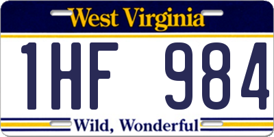 WV license plate 1HF984