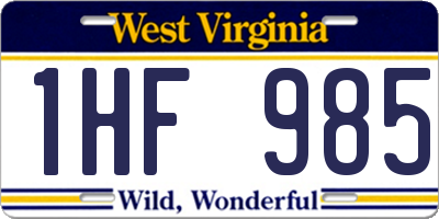WV license plate 1HF985