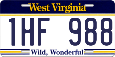 WV license plate 1HF988