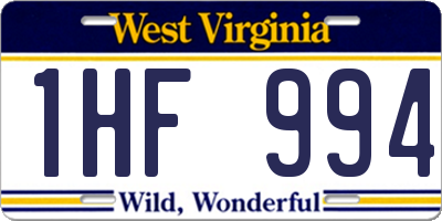 WV license plate 1HF994