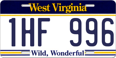 WV license plate 1HF996