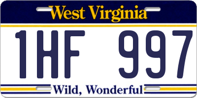 WV license plate 1HF997