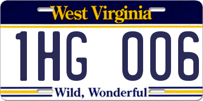 WV license plate 1HG006