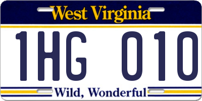 WV license plate 1HG010