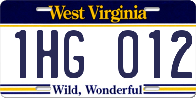 WV license plate 1HG012