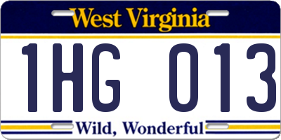 WV license plate 1HG013