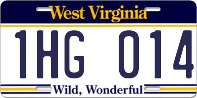 WV license plate 1HG014