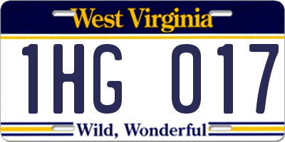 WV license plate 1HG017