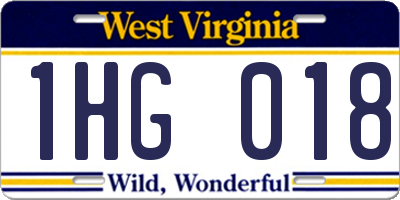 WV license plate 1HG018