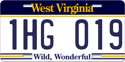 WV license plate 1HG019