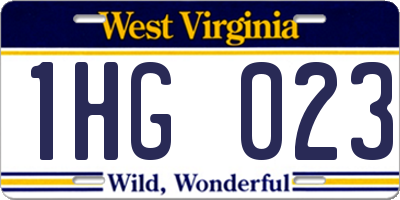 WV license plate 1HG023