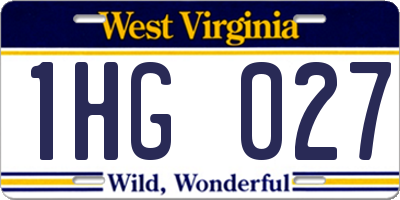 WV license plate 1HG027