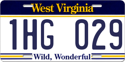 WV license plate 1HG029