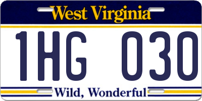 WV license plate 1HG030