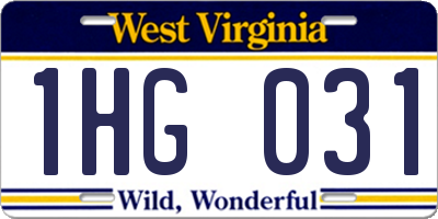 WV license plate 1HG031