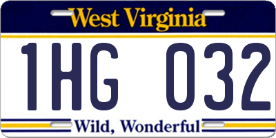 WV license plate 1HG032
