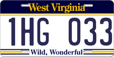 WV license plate 1HG033