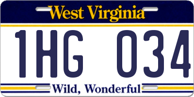 WV license plate 1HG034