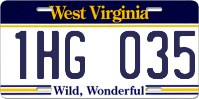 WV license plate 1HG035