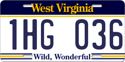 WV license plate 1HG036