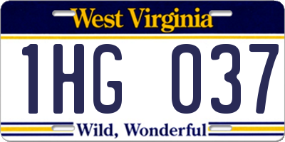 WV license plate 1HG037