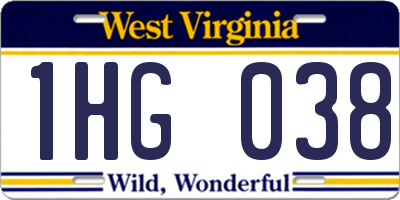 WV license plate 1HG038