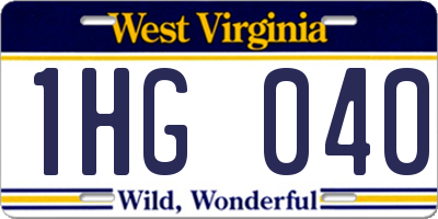 WV license plate 1HG040