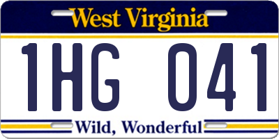 WV license plate 1HG041