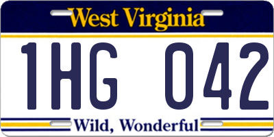 WV license plate 1HG042