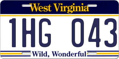 WV license plate 1HG043