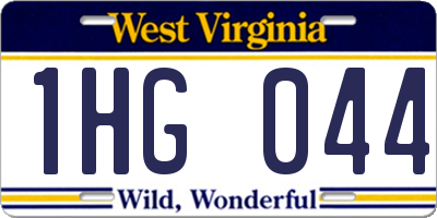 WV license plate 1HG044