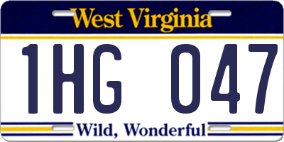 WV license plate 1HG047