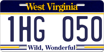 WV license plate 1HG050