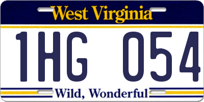 WV license plate 1HG054