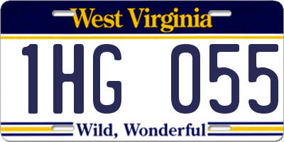 WV license plate 1HG055