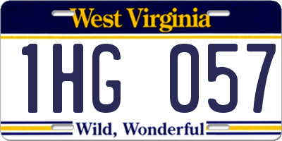 WV license plate 1HG057