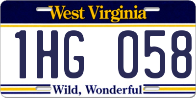 WV license plate 1HG058