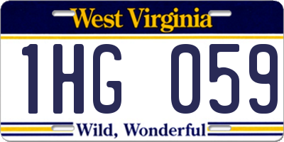 WV license plate 1HG059