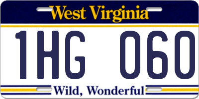 WV license plate 1HG060