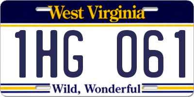 WV license plate 1HG061