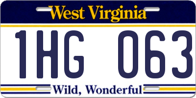 WV license plate 1HG063