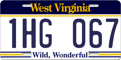 WV license plate 1HG067
