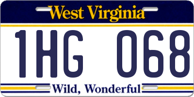 WV license plate 1HG068